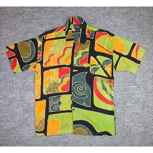 Tropical Tantrum Hawaii Men's L Button Up Shirt Aloha Beach Vacation Party 90s